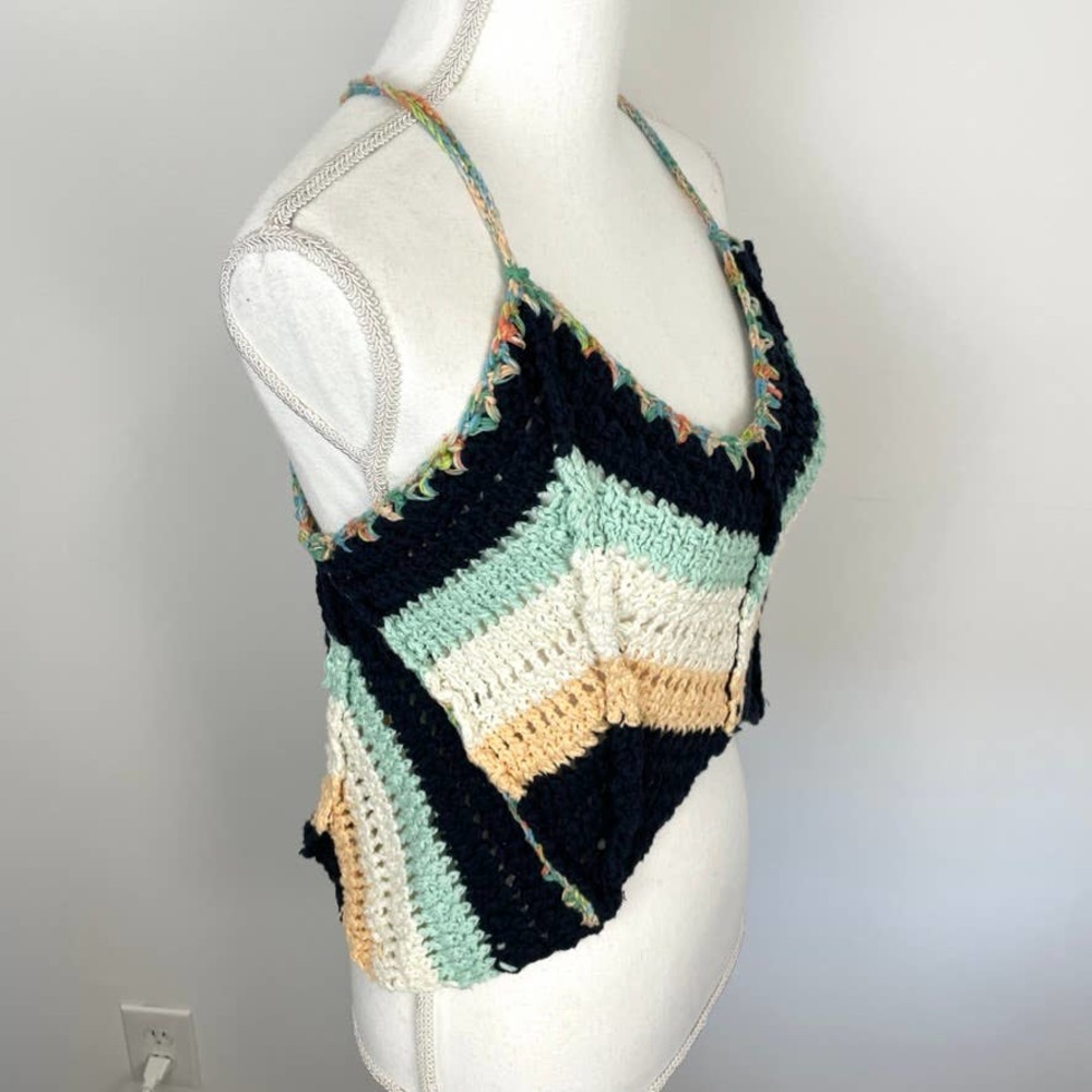 Free People Crochet Chevron Swim Up Tank Top In Summer Breeze XS - Picture 7 of 14